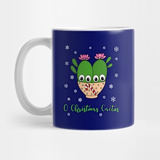 O Christmas Cactus - Cacti Couple In Christmas Candy Cane Bowl Mug